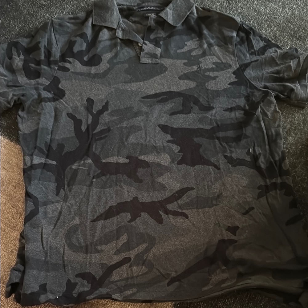 Polo by Ralph Lauren Gray and Black Camouflage Polo Shirt